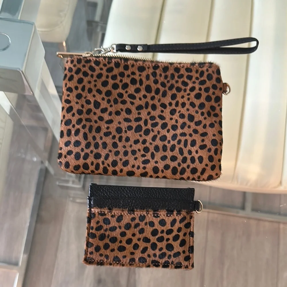 Leopard Wristlet and Card Holder Set
